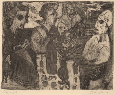 Donne a un tavolo in una stanza da Ernst Ludwig Kirchner
