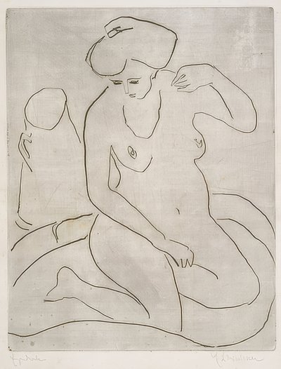 Nudo nella vasca con collana. 1909 da Ernst Ludwig Kirchner