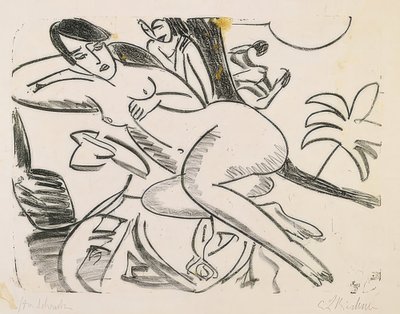 Nudo sdraiato su un tappeto da Ernst Ludwig Kirchner