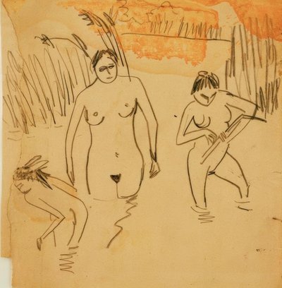 Bagnanti agli stagni di Moritzburg (a sinistra Fränzi) da Ernst Ludwig Kirchner