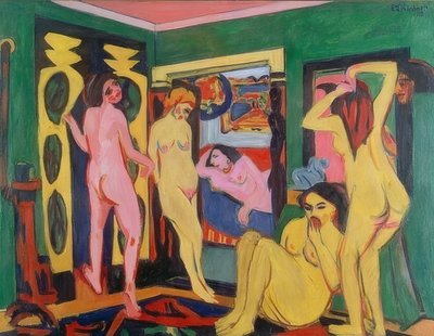 Bagnanti nella stanza. 1909/10 - revisione dopo 1925 da Ernst Ludwig Kirchner