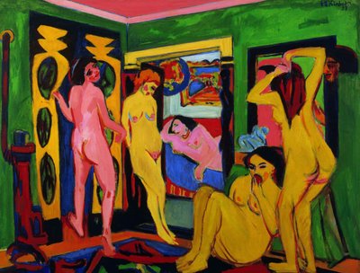 Bagnanti in una stanza, 1909-dopo 1926 da Ernst Ludwig Kirchner
