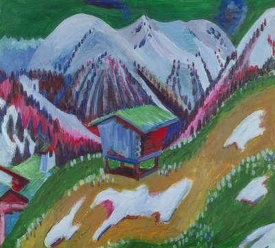 Paesaggio montano con baita da Ernst Ludwig Kirchner