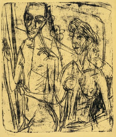 Coppia in stanza, uomo nudo con donna da Ernst Ludwig Kirchner