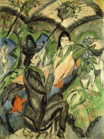 Coppia sotto ombrelli giapponesi da Ernst Ludwig Kirchner
