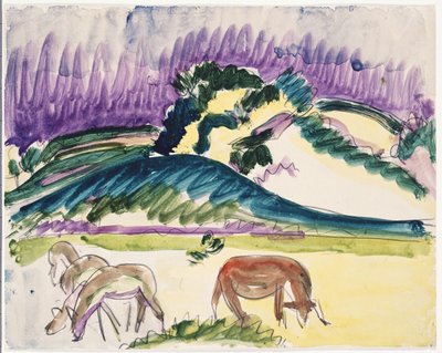 Mucche nel pascolo vicino alle dune, 1913 da Ernst Ludwig Kirchner
