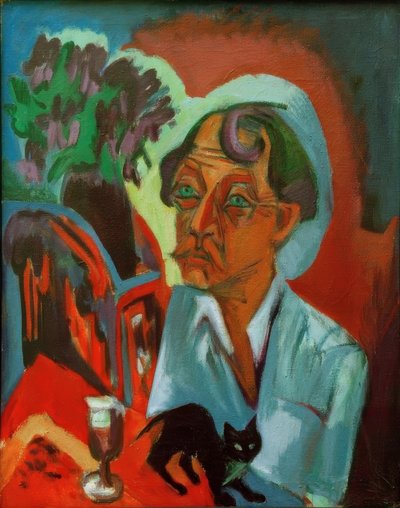 Il pittore Stirner con gatto da Ernst Ludwig Kirchner