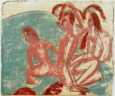 Tre bagnanti su rocce da Ernst Ludwig Kirchner
