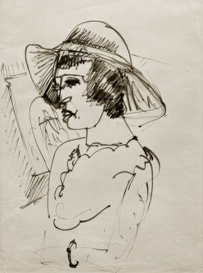 E. L. Kirchner, Ritratto di Erna con grande cappello da Ernst Ludwig Kirchner