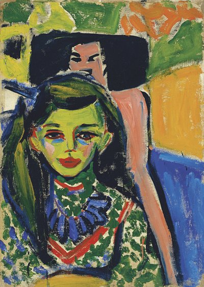 Fränzi davanti a una sedia intagliata, 1910 da Ernst Ludwig Kirchner