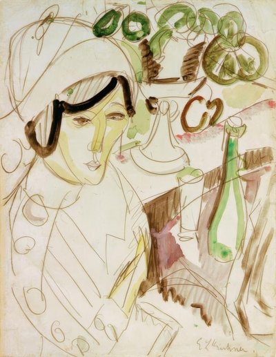 Donna con cappello rotondo (Erna) da Ernst Ludwig Kirchner