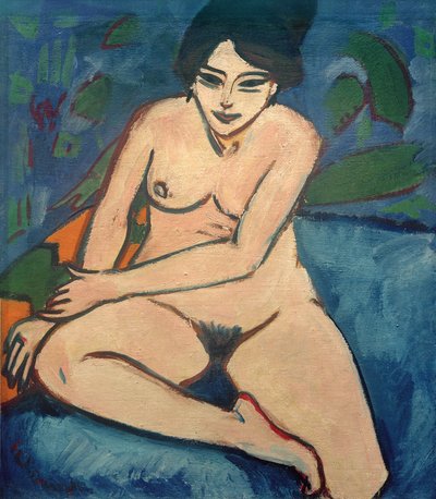 Tedesco: Nudo su fondo blu Nudo su fondo blu da Ernst Ludwig Kirchner