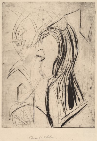 Teste di due ragazze da Ernst Ludwig Kirchner
