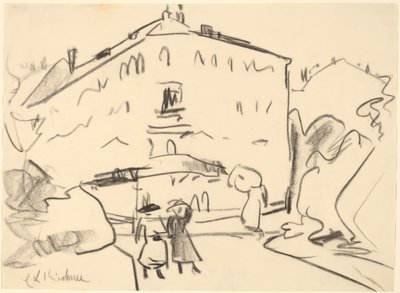 Case a Dresda con persone che passeggiano da Ernst Ludwig Kirchner