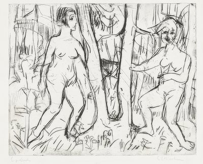 Ragazze che giocano nel bosco da Ernst Ludwig Kirchner