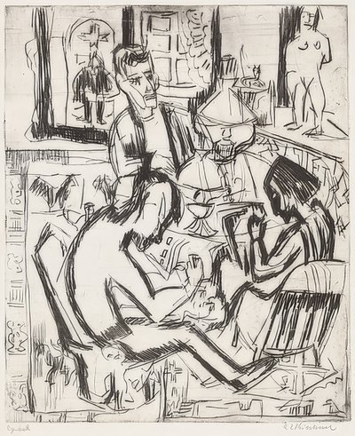 Interno con persone da Ernst Ludwig Kirchner