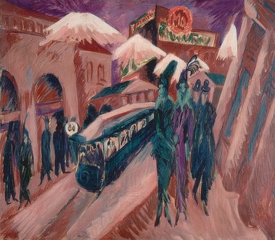 Strada di Lipsia con tram elettrico da Ernst Ludwig Kirchner