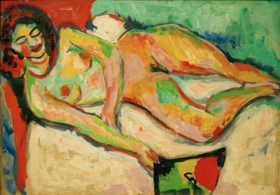 Nudo sdraiato con ventaglio da Ernst Ludwig Kirchner