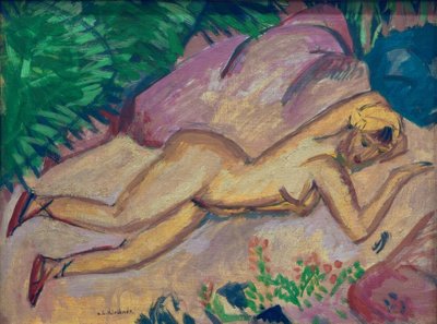 Ragazza sdraiata sulla spiaggia da Ernst Ludwig Kirchner