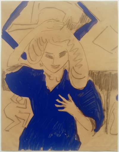 Ragazza in abito blu da Ernst Ludwig Kirchner