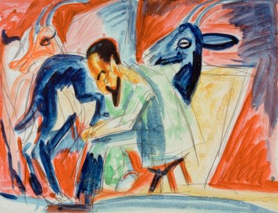 Contadino che munge (mungitore di capre) da Ernst Ludwig Kirchner