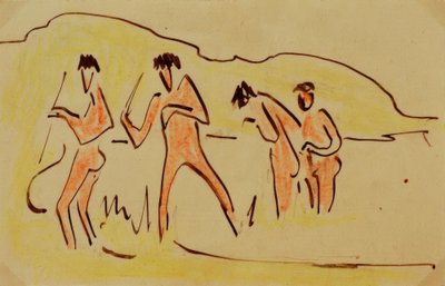 Bagnanti che lanciano canne da Ernst Ludwig Kirchner
