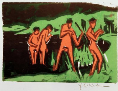 Bagnanti che lanciano canne da Ernst Ludwig Kirchner