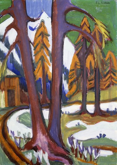 Montagna - Inizio primavera con larici da Ernst Ludwig Kirchner