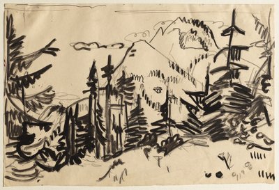 Paesaggio montano con abeti da Ernst Ludwig Kirchner