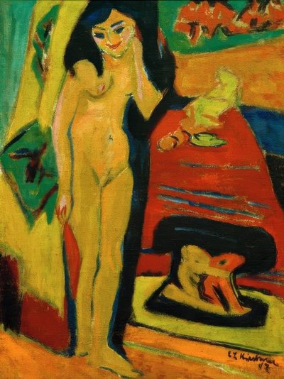 Ragazza nuda dietro la tenda (Fränzi) da Ernst Ludwig Kirchner