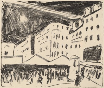 Vecchio mercato a Dresda con fiera annuale da Ernst Ludwig Kirchner