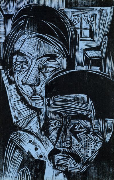 Coppia di contadini nel cottage, 1919 da Ernst Ludwig Kirchner