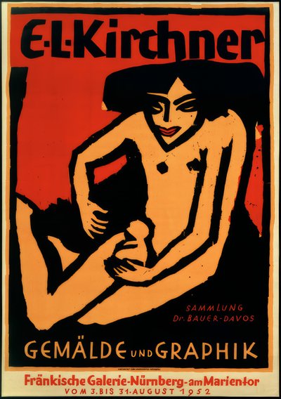 Manifesto per la mostra E.L.K., Fränkische Galerie, Norimberga, 1952 da Ernst Ludwig Kirchner