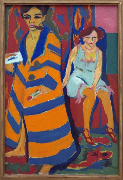 Autoritratto con modella. Dipinto di Ernst Ludwig Kirchner da Ernst Ludwig Kirchner