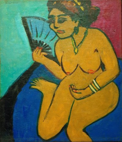 Nudo seduto con ventaglio da Ernst Ludwig Kirchner