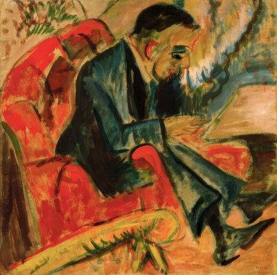 Uomo seduto su una panchina del parco da Ernst Ludwig Kirchner