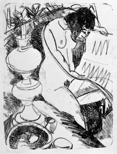Nudo seduto che legge da Ernst Ludwig Kirchner
