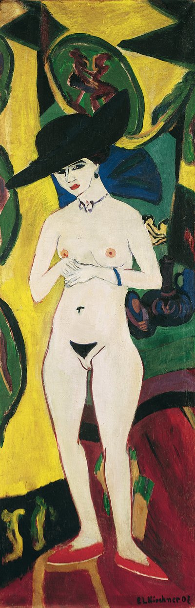 Nudo in piedi con cappello da Ernst Ludwig Kirchner