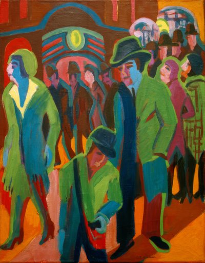 Strada con passanti illuminata di notte da Ernst Ludwig Kirchner