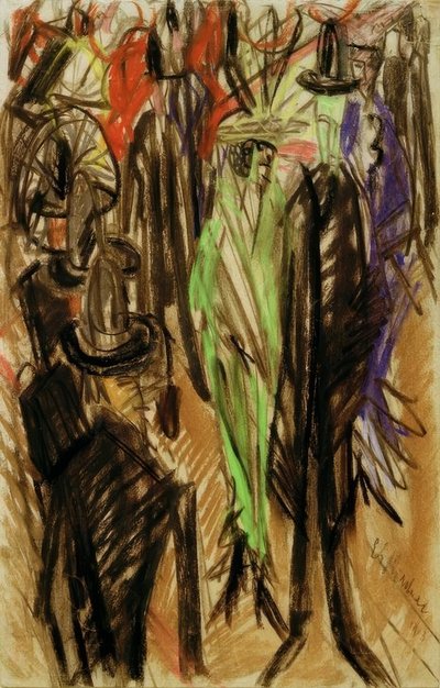 Scena di strada con dama in verde da Ernst Ludwig Kirchner