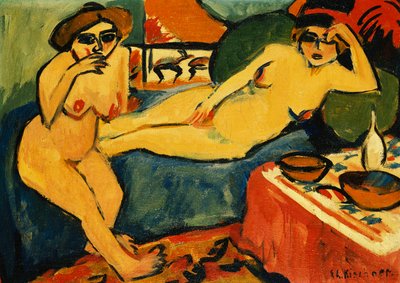 Due nudi su un divano blu, c.1910-1920 da Ernst Ludwig Kirchner