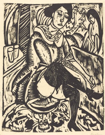 Donna che si allaccia la scarpa da Ernst Ludwig Kirchner