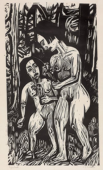Due ragazze nude con fiori nel bosco da Ernst Ludwig Kirchner