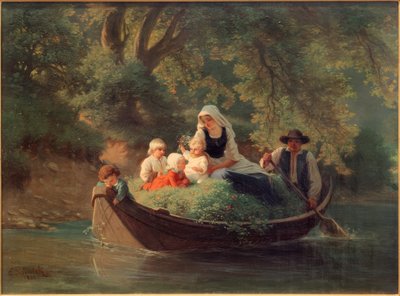 Famiglia di contadini in una barca da Ernst Schalck