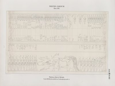 Disegno del dipinto del soffitto nella Sala del Sarcofago, XIX dinastia, Tebe, Biban-el-Muluk, Nuovo Regno, illustrazione da "Monumenti d