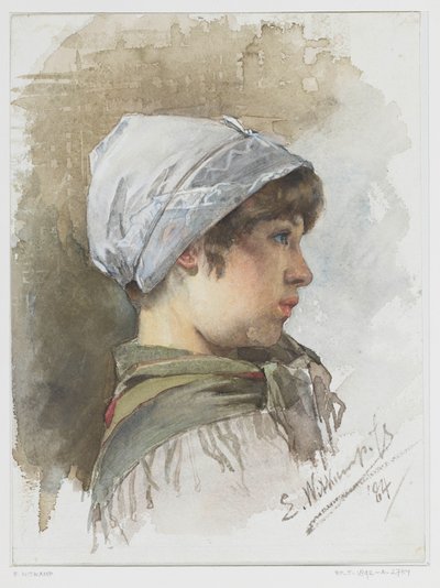 Studio della testa di una giovane ragazza, di profilo da Ernst Witkamp
