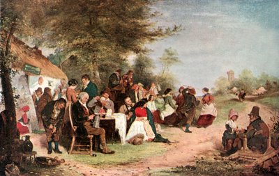 Una festa irlandese (litografia a colori) da Erskine Nicol