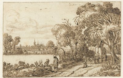Paesaggio con strada tra campi e bosco da Esaias van de Velde (possibly)