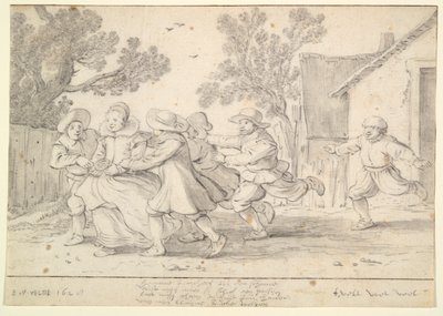 Ragazzi che inseguono una ragazza da Esaias van de Velde