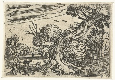 Pastore sotto un albero inclinato (Piccoli paesaggi) da Esaias van de Velde